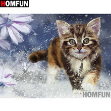 Homfun 5d pintura diamante quadrado completo/redondo "gato animal" imagem de strass diy diamante bordado decoração para casa a19820 2024 - compre barato