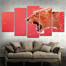 Modern Abstract Prints Decor Living Room Canvas Pictures 5 Pieces Orange Leopard Animal Frames Paintings Poster Modular Wall Art 2024 - buy cheap