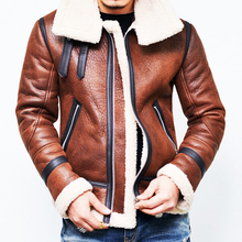 2019 jaqueta de couro de lã grossa masculina, casaco de couro com lã grosso, alta qualidade para homens 2024 - compre barato