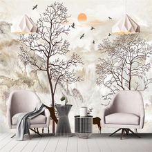 Beibehand-papel de parede personalizado para sala de estar, quarto, pintado à mão, abstrato, mural, árvore, plano de fundo, parede, decoração para casa 2024 - compre barato