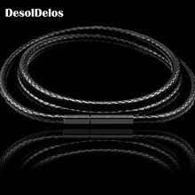 Black Necklace Cord Leather Cord Wax Rope Chain With Stainless Steel Clasp For Men Women DIY Necklace Jewelry Making 3pcs/lots 2024 - buy cheap