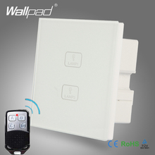 Waterproof Wireless Wallpad White Tempered Glass 2 Gang 2 Way Double RF Remote Touch Controlled Touch Screen Light Wall Switch 2024 - buy cheap