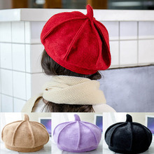 2-6 Years Kids Beret Wool Cashmere Winter Girls Hat Cap Bonnet Enfant Solid Child's Hat Black Purple Khaki Red Hats Caps Berets 2024 - buy cheap