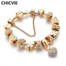 CHICVIE Crystal Heart Gold Cuff Bracelet & Bangles For Women Charm Bracelets Designs Trendy Jewelry Handmade Bracelet SBR190043 2024 - buy cheap