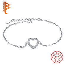 Wholesale 3pcs 100% 925 Sterling Silver Bracelets CZ Crystal Heart Adjustable Chain Link Classic Bracelet Jewelry For Women Gift 2024 - buy cheap