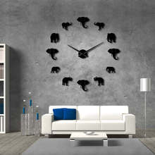 DIY elephant wall art acrylic frameless giant wall clock mirror effect large hanging clock decoration home living room bedroom 2024 - buy cheap