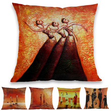 Abstract Art Oil Painting Style Africa Figure Pillow Case African Woman Life Custom Home Gallery Decoration Cushion Cover 2024 - buy cheap