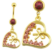 1 PC Sexy Women Belly Button Rings Charming Red Crystal Heart Dangling Belly Piercing Jewelry 1belly Button Piercing Jewelry 2024 - buy cheap