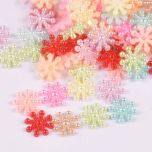 Cuentas de copo de nieve para álbum de recortes, Perla acrílica de imitación de color mezclado para manualidades, 14mm, 100 Uds., YKL0710 2024 - compra barato