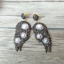 1 pair  Fashion Handmade earrings pave Crystal rhinestone Pearl charm dangle earrings for women Jewelry Finding ER544 2024 - buy cheap