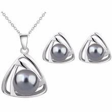 2 in set fashion Brand bridal women simulated Pearl pendant Necklace Earrings Jewelry sets party 29073 2024 - buy cheap