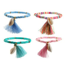 Fashion Multicolor Bohemian Shell Tassel Bracelet Strand Bangle Cotton Rope Chain Woven Bracelets Women Jewelry 2024 - buy cheap