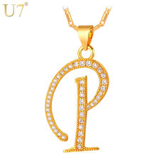 U7-collar con letra inicial mayúscula para hombre y mujer, joyería de Color dorado, colgante de letras del alfabeto P709 2024 - compra barato