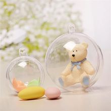 Decoraciones vacías para árbol de Navidad, 5 piezas y 4cm, bola redonda transparente de plástico abierto, adorno transparente, suministros de fiesta DIY para niños 2024 - compra barato