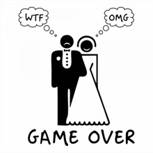 Adesivo vinílico game over omg wtf 30x24cm, adesivo decorativo de carro para casamento, noiva, noiva, noivo, janela traseira, decalque cl 2024 - compre barato