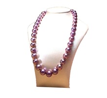 MADALENA SARARA-collar de perlas de agua dulce AAA, collar de perlas redondas púrpura con cierre s925 de 11-12mm 2024 - compra barato