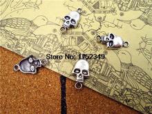 15pcs--Skull connectors, Antique Tibetan Silver Day of the Dead charm pendants 27x11mm 2024 - buy cheap