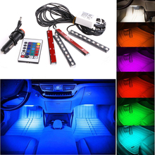 Tira de luces LED RGB 4 en 1 para coche, Lámpara decorativa con luces de estilo, lámparas de ambiente, luz Interior de coche, Control inalámbrico 2024 - compra barato