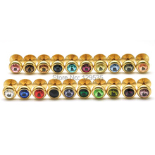 Hot Sale! 8mm a lot 20 colors Rivoli stones Gold titanium steel Men Women Punk screw stud earrings 2024 - buy cheap