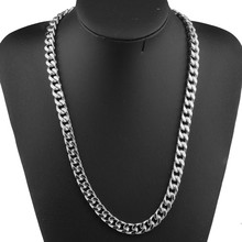 Granny Chic Mens Necklace Fashion 9mm Wide 16-32 Inch Stainless Steel Silver Color Curb Cuban Chain Necklace Charm Jewelry 2024 - buy cheap