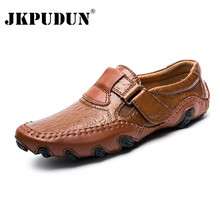 JKPUDUN Mens Shoes Casual Luxury Brand Genuine Leather Men Loafers Breathable Driving Shoes Slip on Moccasins Dropshipping 2019 2024 - buy cheap