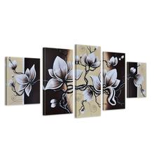 Rustic Floral Art, Black and White Tulips Flowers Picture Hand Painted Modern Flower Oil Paintings on Canvas 5 Piece Wall Art 2024 - buy cheap