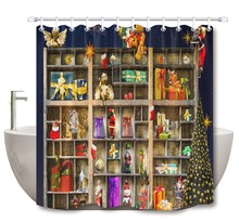 Cortina de ducha navideña para decoración de bañera, conjunto de decoración navideña de Papá Noel, tela de poliéster impermeable para Baño 2024 - compra barato