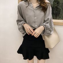 Blusa negra ajustada de manga larga para primavera y otoño, camisa de oficina para mujer, talla grande, 2019 2024 - compra barato