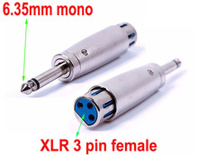 4pcs XLR 3 Pin Female To 1/4" 6.35mm Mono Male Plug Audio Cable Mic Microphone Adapter connector 2024 - buy cheap