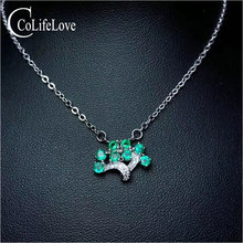 CoLife Jewelry 925 Silver Tree Pendant with Emerald 8 Pieces Natural Emerald Pendant Sterling Silver Emerald Jewelry Girl Gift 2024 - buy cheap