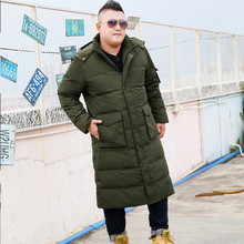 Мужское длинное Свободное пальто большого размера с капюшоном, теплое длинное пальто большого размера на коленях, черная куртка большого размера XL-7XL 8XL 9XL 10XL, 2019 2024 - купить недорого