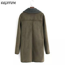 2019 Winter New Woman Suede Coat large size thicken warm Wool Coat long section lamb wool coat army green Parka 4XL 2024 - buy cheap