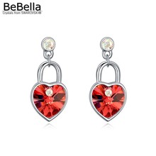 BeBella-pendientes de cristal en forma de corazón para mujer, 7 colores, hechos con cristales de Swarovski 2024 - compra barato