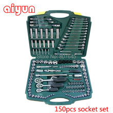 150 pcs socket set (1/4 "& 1/2") ferramentas de reparo do carro chave de chave de catraca conjunto de ferramentas ferramentas manuais kits de ferramentas combinação 150 2024 - compre barato