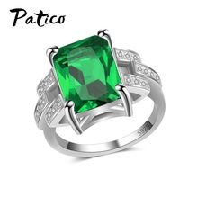 Trendy Jewelry Clear Green Princess Cut Square Cubic Zirconia Engagement Rings For Women Wedding Gift 925 Sterling Silver 2024 - buy cheap
