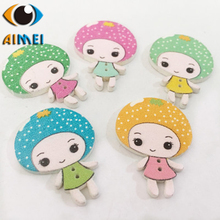 100pcs/lot Clothing Wooden Buttons For Colorful Printing Cartoon Girl Button For DIY Clothing Sewing Accessories For Gift 2024 - compre barato