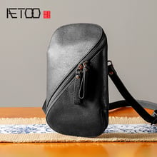 AETOO Handmade leather chest bag male casual mini oblique cross small bag retro men's head cowhide shoulder bag 2024 - buy cheap