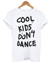 Camiseta feminina estampada com letras de não dança, camiseta de algodão casual para mulheres, camiseta top hipster branca, preta, cinza 2024 - compre barato