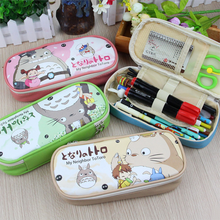 1pc Kawaii Four-Color Totoro Design School Pencil Case Large Capacity Pencil Bag PU Leather For Kids Student Pen Box Stationery 2024 - buy cheap