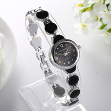 Wholesale Quartz Dial Black Stone Silver Bracelet Women Wristwatch Casual Watch Hot Sale Reloj Drop Shipping 2024 - buy cheap