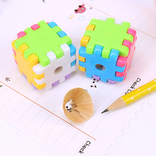 Multicolor Cute Kawaii Detachable Building Blocks Pencil Sharpener Lovely Plastic Sharpener Kids Creative Stationery Gifts 2024 - buy cheap
