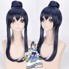 Tsushima Yoshiko-Peluca de cabello sintético con moño para Cosplay, Anime, Love Live, fiesta de Halloween, Tsushima Yoshiko 2024 - compra barato