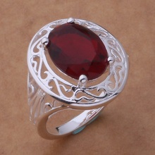 Anillo Chapado en plata anillo de joyería de moda mujeres y hombres Niza/piedra roja/efaamwha fuwaomda AR377 2024 - compra barato