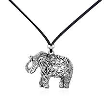 Pingente largenlook de adorno da paz elefante, couro sintético, corda longa de corda, colar de jóias 2024 - compre barato