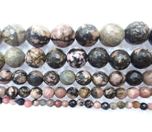 Natural Stone Faceted Black Lace Rhodonite stone Loose Beads Round Stone Beads 4 6 8 10 12mm For Jewelry Making DIY Bracelet 2024 - buy cheap