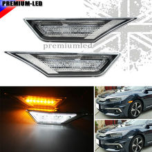 Âmbar e branco luzes led, iluminação para honda civic sedan/coupe/hatch, com lentes brancas transparentes 2024 - compre barato