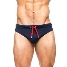 Homens Swimwear Breve Listrado Impressão À Prova D' Água Sexy Sungas Triângulo Swimsuit Troncos para o Banho Dos Homens Shorts Da Praia de Natação 2024 - compre barato