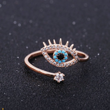 Anillos abiertos de ojo de la suerte, anillo de circón cúbico Micro pavé de cobre, anillo de mujer ajustable, joyería EY3472 2024 - compra barato