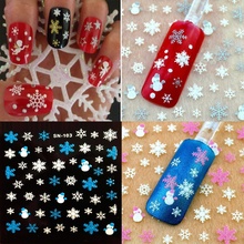 10sheet/lot Christmas Design 3D Nail Stickers Snowflakes Snowman Pattern DIY Nail Art Decorations Manicure Tips 2024 - buy cheap