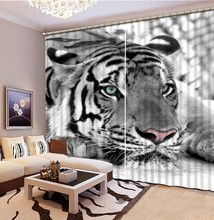 Cortinas black-out 3d tigre branco e preto, cortinas para janela de sala, cortinas para quarto de crianças, tamanho personalizado, fronha 2024 - compre barato